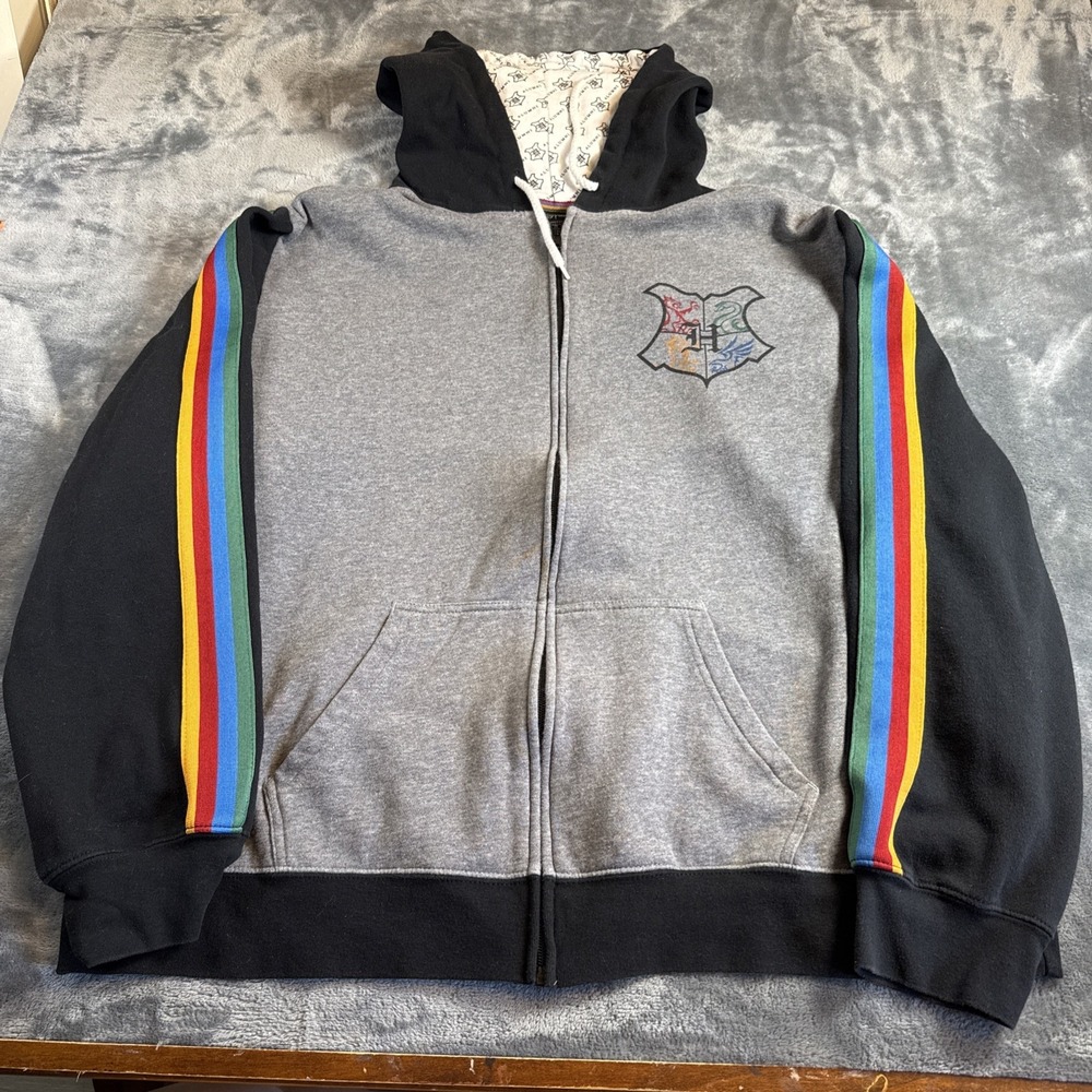 Wizarding World Harry Potter Hogwarts Alumni Zip Hoodie Mens XL Gray Black